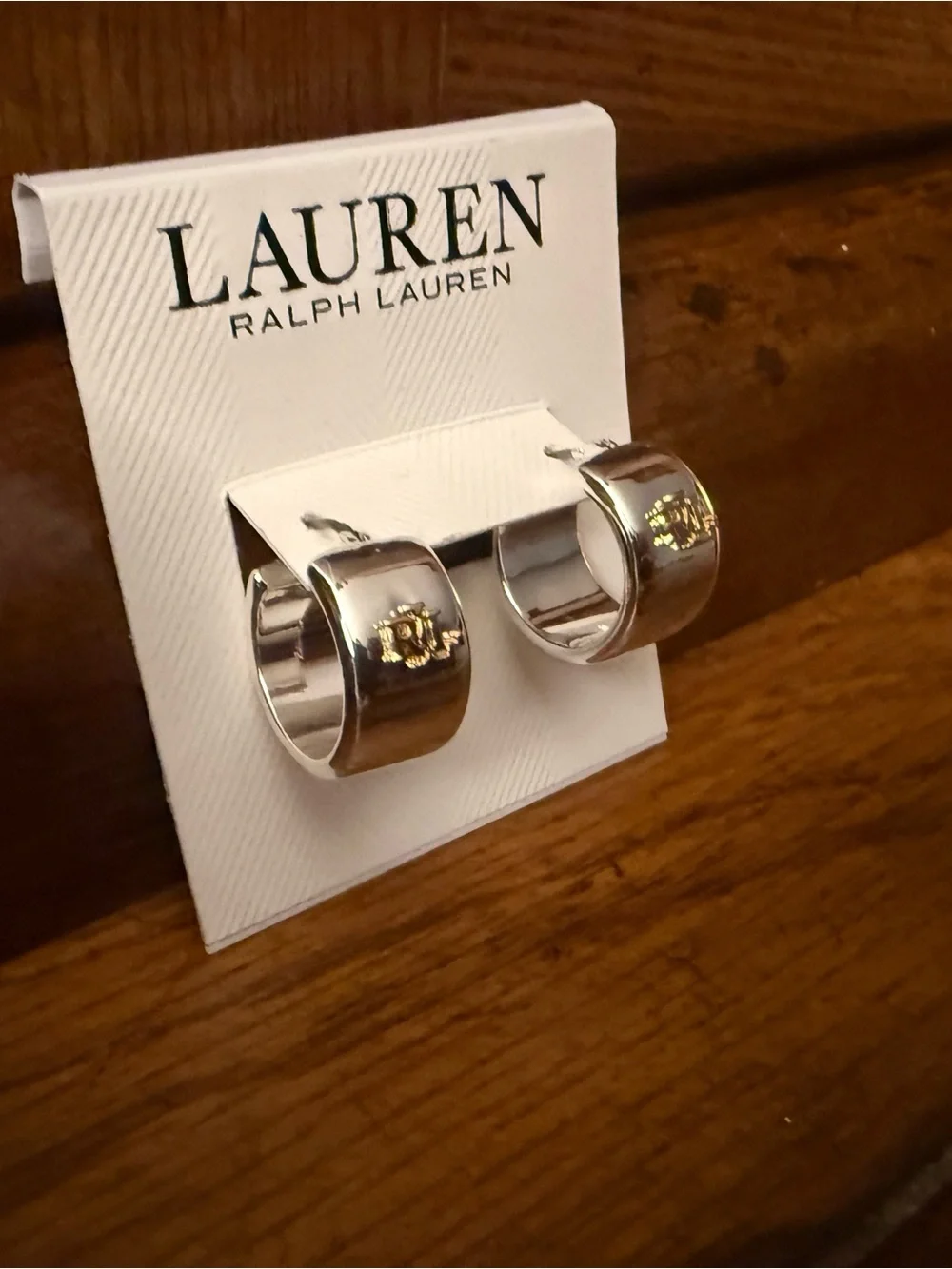Lauren Ralph Lauren Two-Tone Square Logo Drop Earrings - Silver & Gold